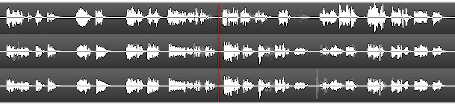 Image showing three sequential takes of a karosong stacked vertically for comparison.